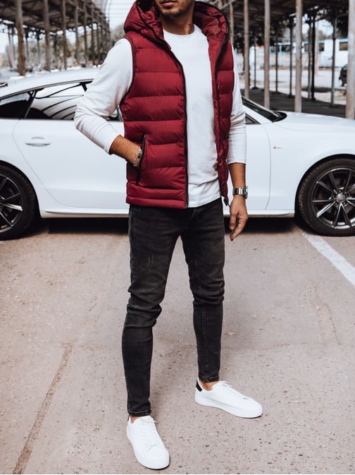 Jedinečná červená vesta s kapucí