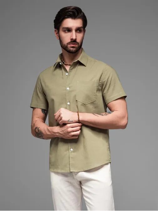 Pánská košile Casual olive V6 shss-0167
