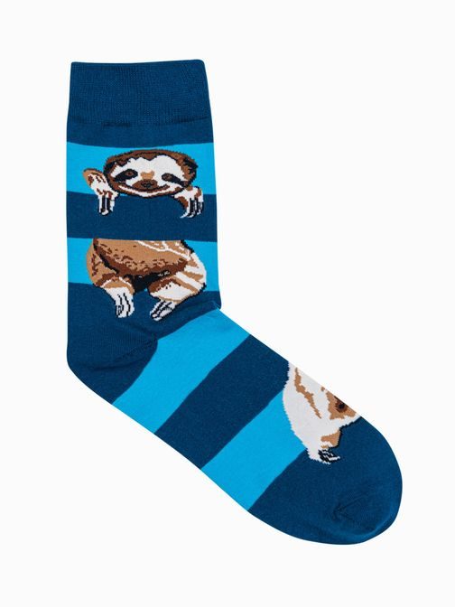 Modré ponožky s veselým motivem Lenochod U200