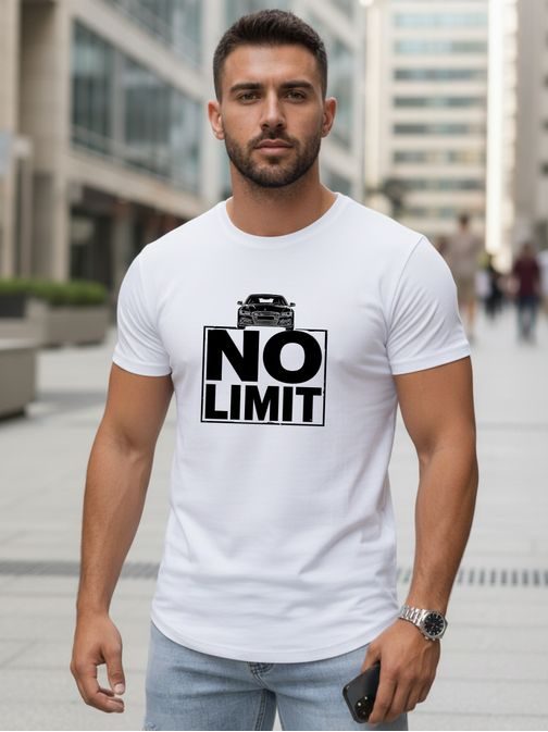 Bílé pánské tričko s potiskem NO LIMIT