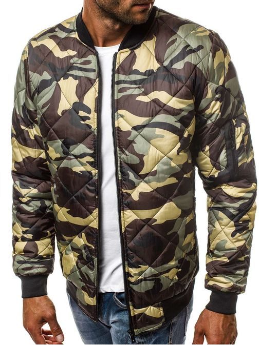 Krásná prošívaná khaki maskáčová bomber bunda JS/MY08