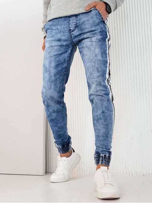 Modré pánské jogger rifle s pruhem