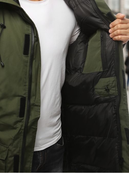 Stylová zimní bunda v zelené barvě