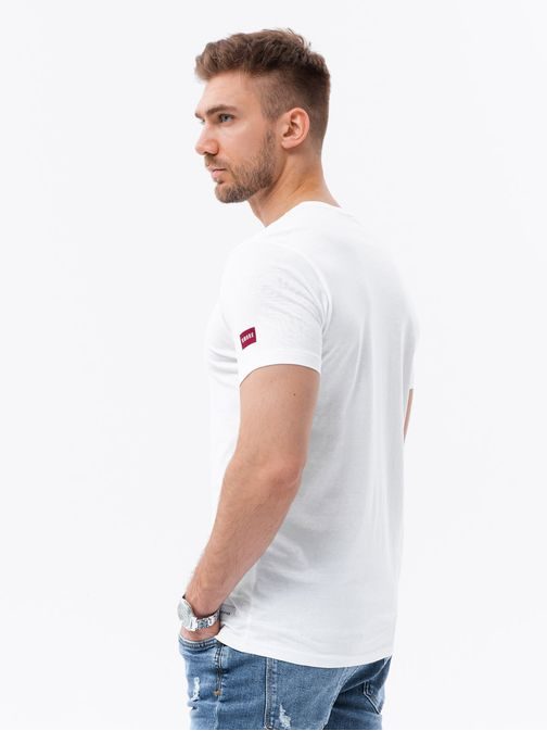 Módní bavlněné bílé tričko s popisem S1748-V1