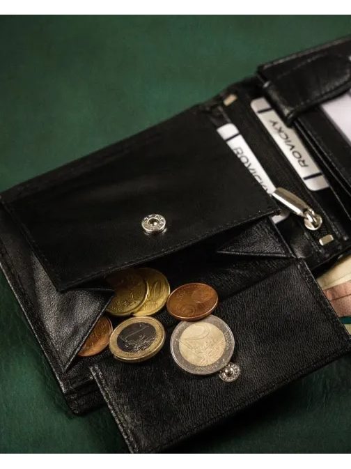 Elegantní černá kožená pánská peněženka