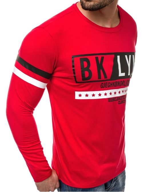 Trendy tričko s dlouhým rukávem červené  JS/1088