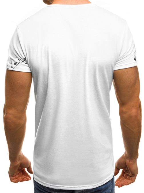 Bílé velmi moderní pánské tričko OZONEE JS/SS218