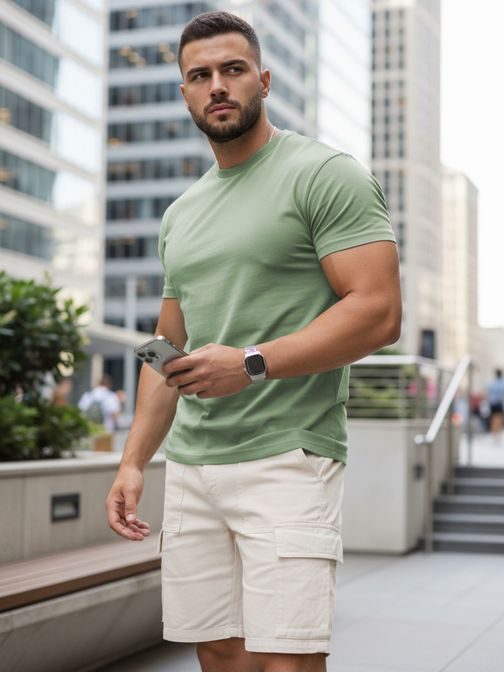 Bavlněné světle zelené tričko s krátkým rukávem