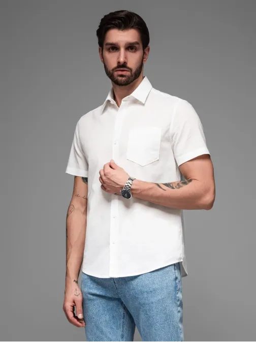 Ležérní bílá pánská košile V1 shss-0167