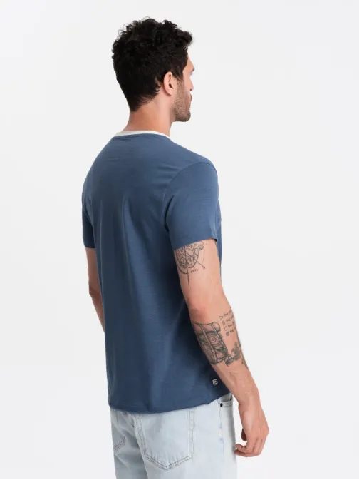 Trendy tmavě modré tričko bez potisku V3 TSCT-22SS-004