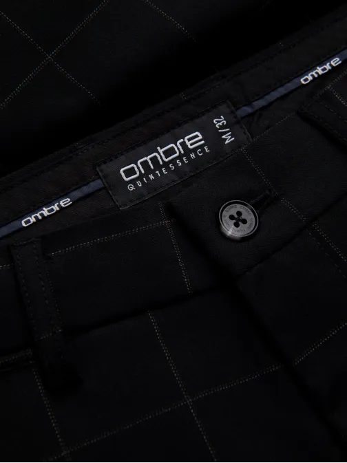 Pánské černé kalhoty klasického střihu se vzorem V5 PACP-0187