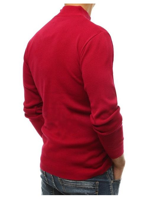 Bordový pohodlný svetr s vysokým límcem