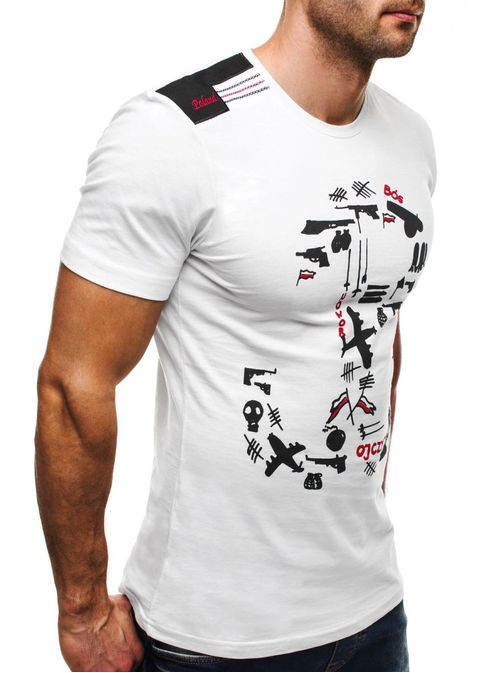 Bílé tričko s jedinečným potiskem Athletic 1010