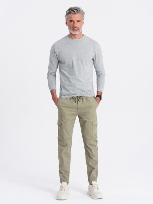 Trendy khaki jogger kalhoty V1 PAJO-0123