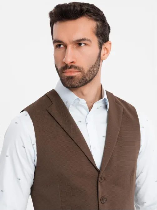 Moderní hnědá elegantní vesta V2 BLZV-0144