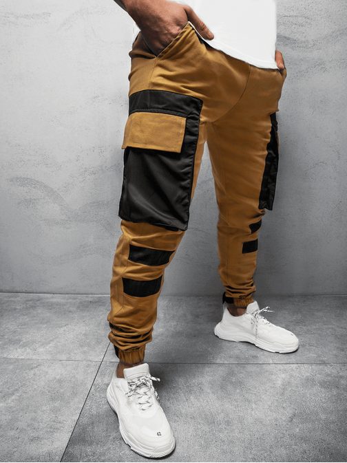 Stylové kamelové joggery G/11131