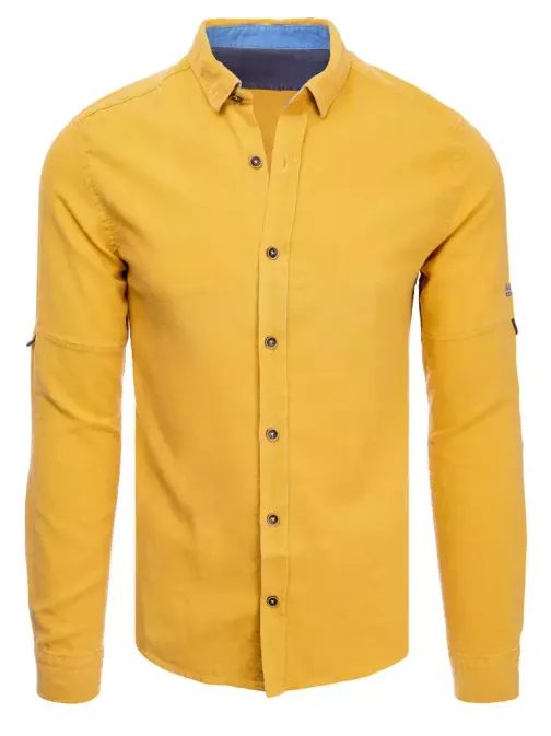 Horčicová bavlněná košile v ležérním stylu
