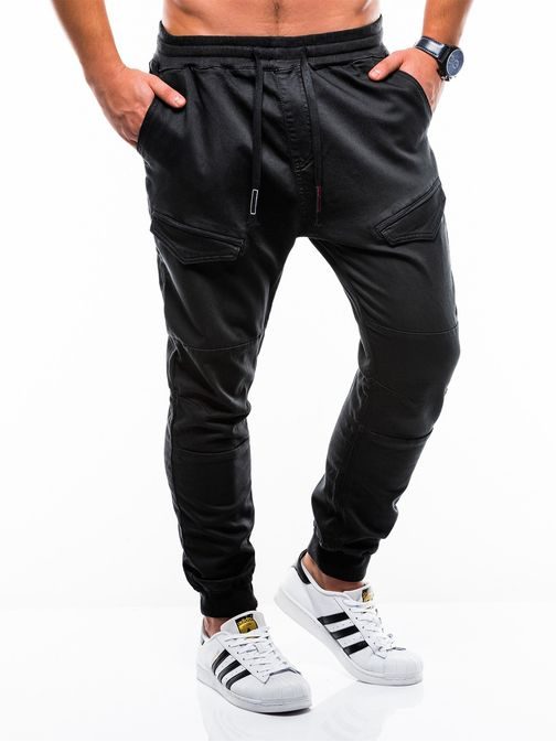 Módní černé jogger kalhoty p813