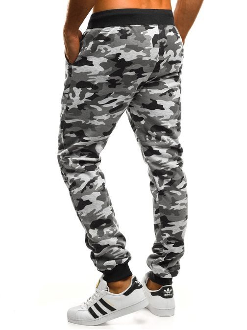 Šedé maskáčové jogger s ozdobným zipem J.STYLE KK05