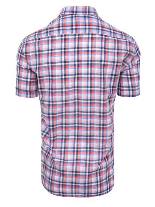 Krátká bavlněná košile laděná do červené barvy