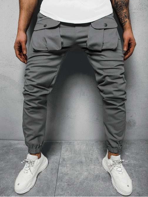 Stylové šedé jogger kalhoty G/11144