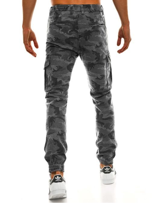 Šedé jogger kalhoty s kapsami v maskáčovém vzoru XZX-STAR 8737