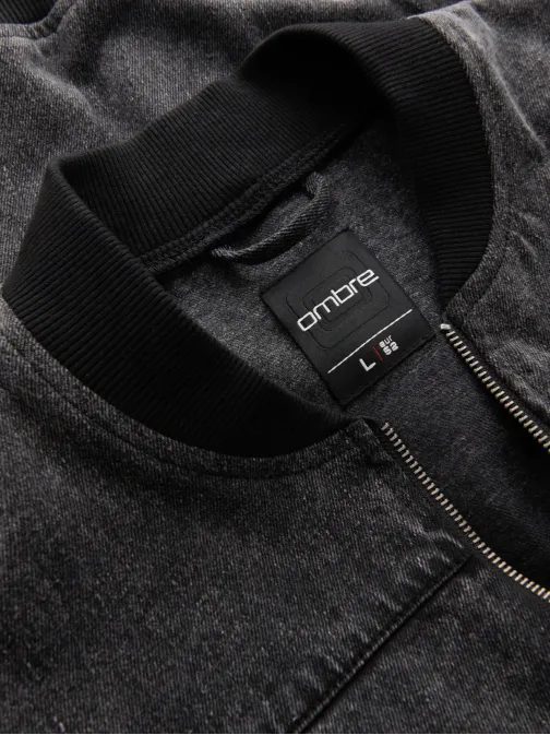 Riflová černá bunda v bomber stylu C558