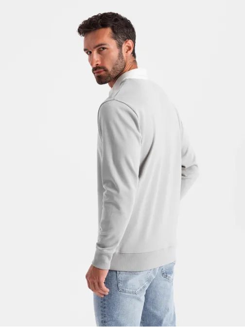 Elegantní popelavá mikina s pololímcem V7 SSNZ-0132