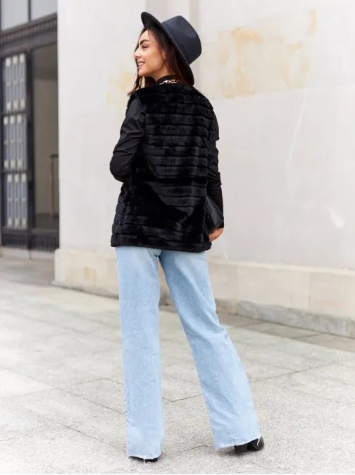 Módní černá dámská vesta VLR008