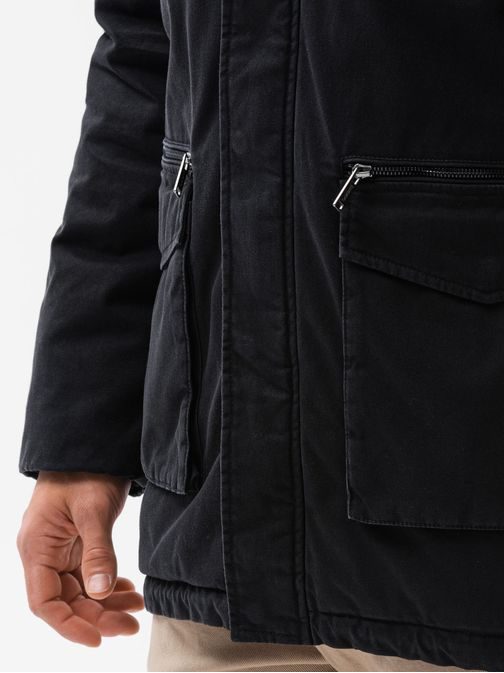 Stylová černá bunda na zimu C512