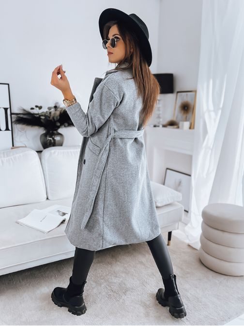 Moderní dámský světle šedý kabát Misti