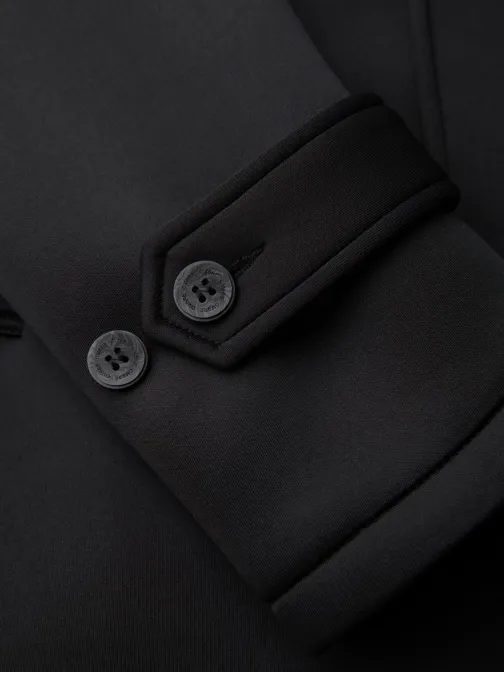 Pánský zateplený kabát se skrytým zapínáním černý V4 OM-COLC-0144