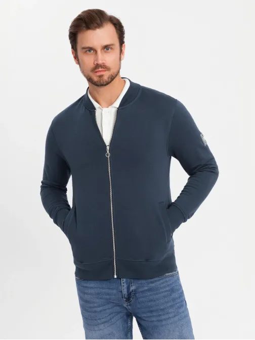 Zajímavá tmavě modrá bomber mikina V4 SSZP-0215