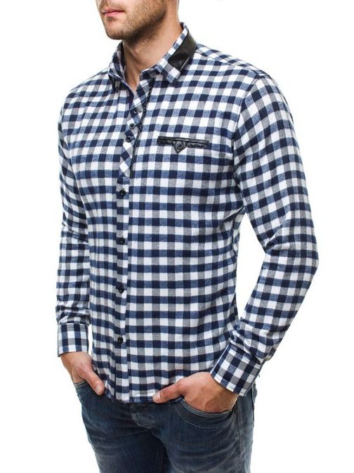 Flanelová kostkovaná nebeská košile ZAZZONI 944