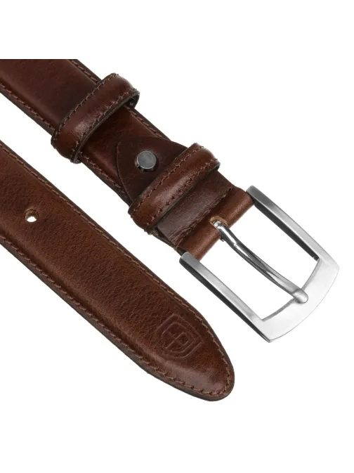 Hnědý kožený pánský opasek Peterson