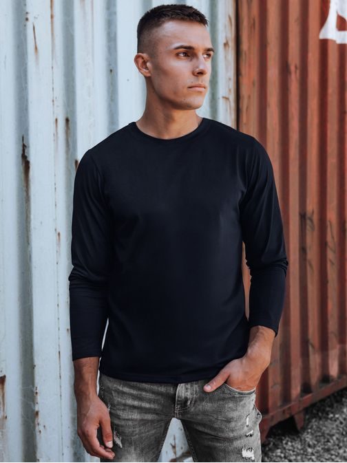 Základní tmavě modré tričko s dlouhým rukávem