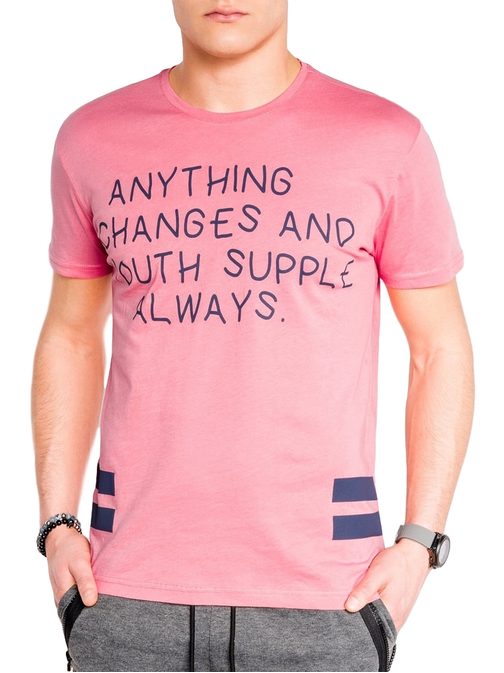 Moderní růžové tričko pro pány s986