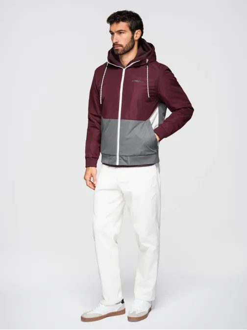 Funkční vínově šedá přechodná sportovní bunda V3 JANP-0225