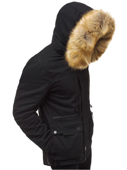 TRENDY ČERNÁ ZIMNÍ BUNDA PARKA JD/323Z