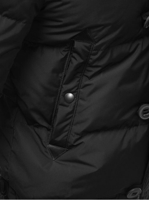 Černá prošívaná bunda s krásnou kožešinkou  O/99118Z