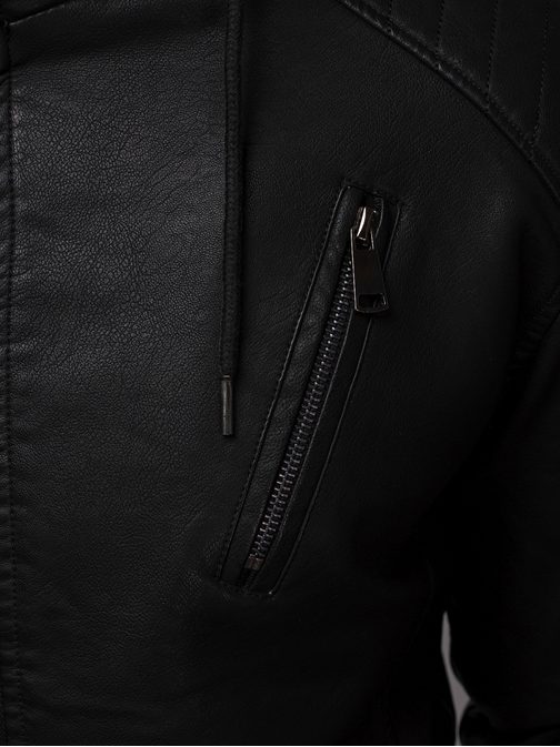 Moderní černá koženková bunda RF/HK03Z