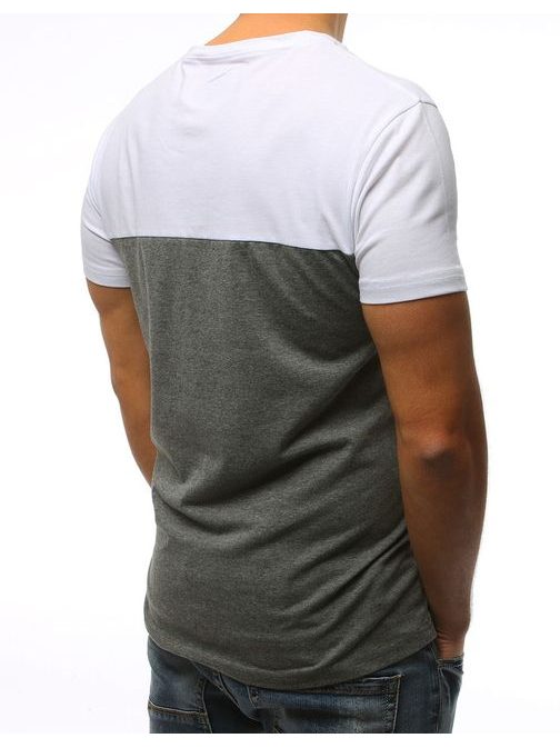 Bílo-šedé moderní pánské tričko