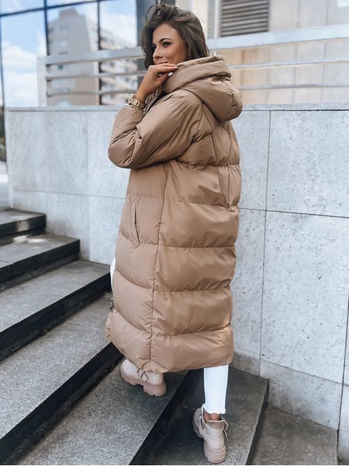 Jedinečná dámská tmavě béžová zimní bunda Cozyseason