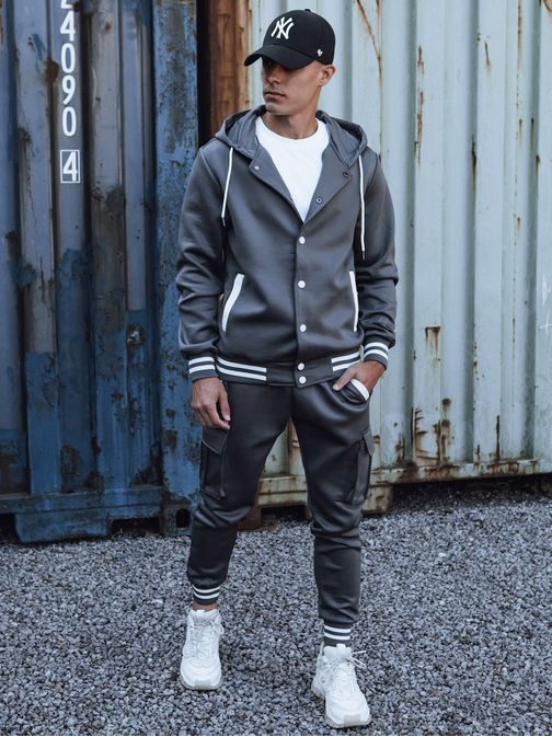 Nadčasová grafitová tepláková souprava s kapucí