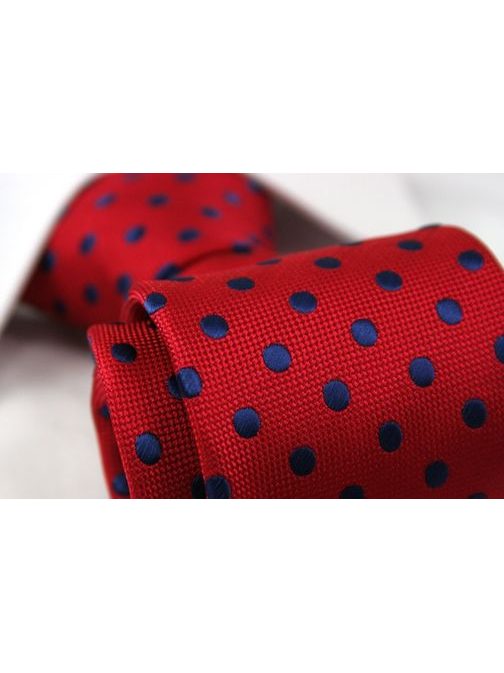 Červená nadčasová tečkovaná pánská kravata