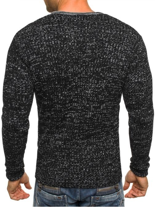 Moderní pánský stylový svetr černo-bílý BLACK ROCK 18021