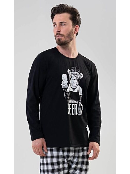 Trendy černé pánské pyžamo Opica
