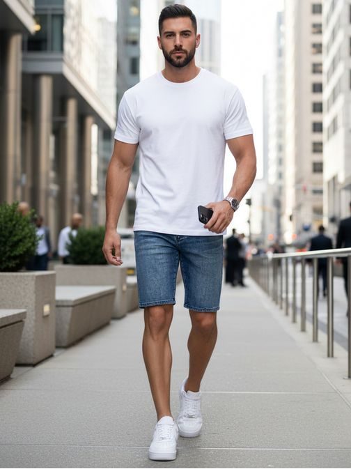 Módní modré pánské džínové šortky