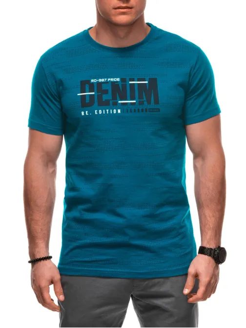 Moderní tyrkysové tričko s potiskem a nápisem S2038