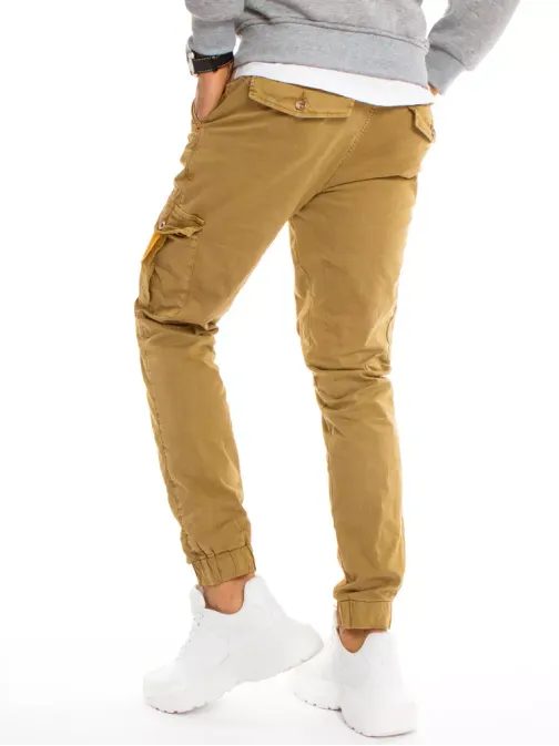 Trendové kapsáčové kalhoty v béžové barvě